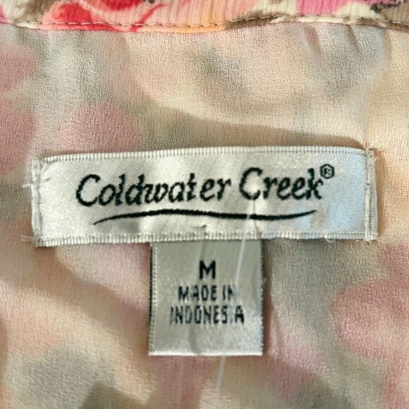Coldwater Creek Floral Chiffon Blouse Sheer Lined V-Neck Tie Sleeve Spring Sz M - Picture 3 of 16